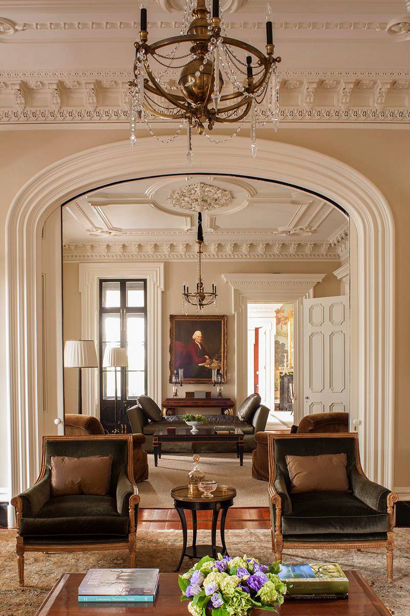 Charleston southern classic mansion design rear parlor