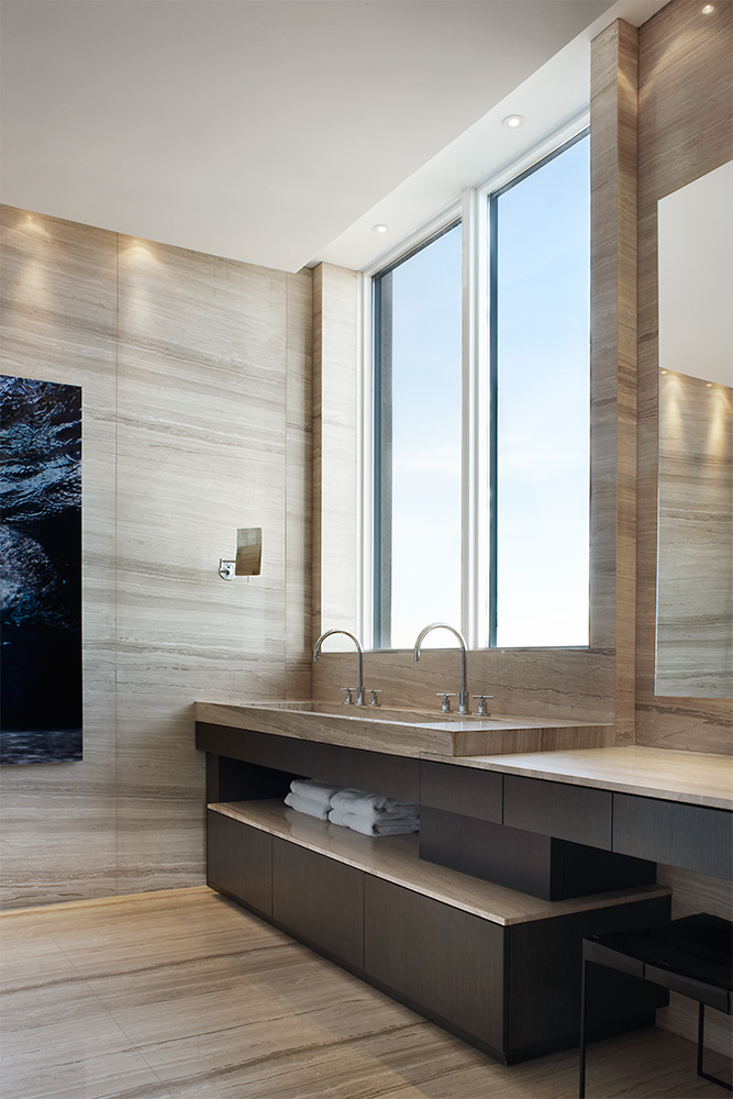 Contemporary penthouse design master bath vanity