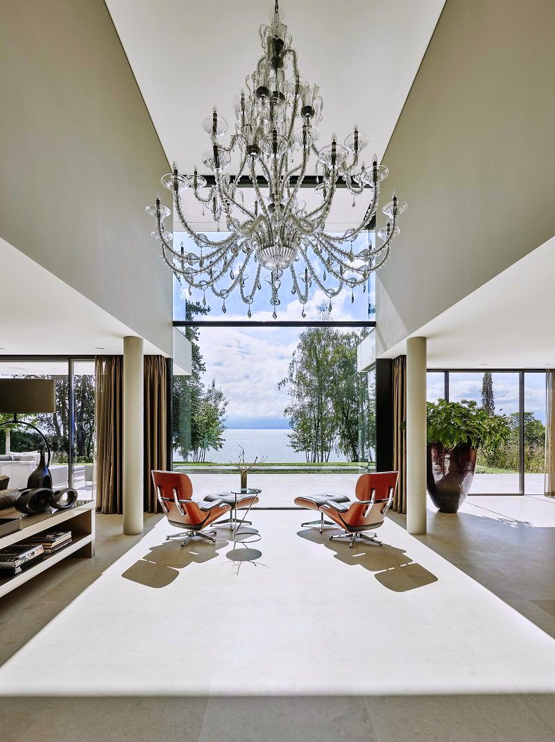 eric kuster contemporary lakeside villa central chandelier