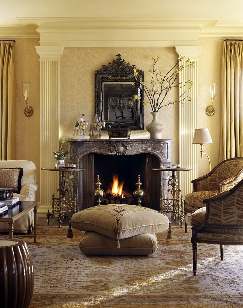 contemporary classical living room fireplace