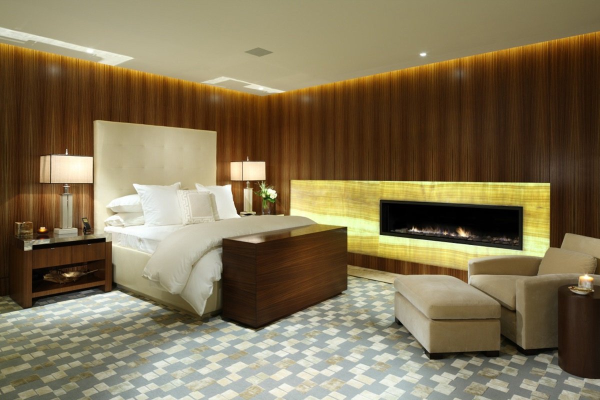 Contemporary hillside luxury estate bedroom