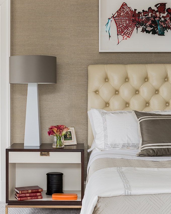 Boston transitional classic bedroom detail