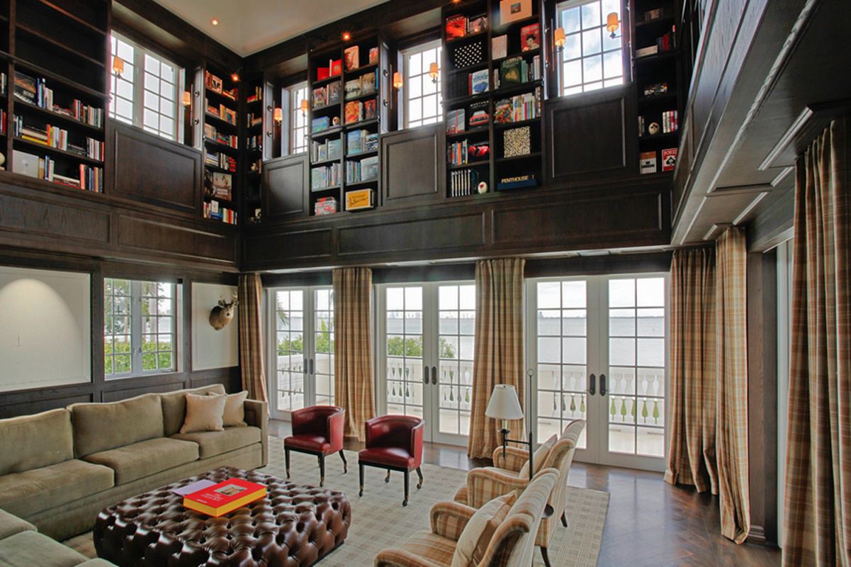 biscayne bay waterfront mansion library b