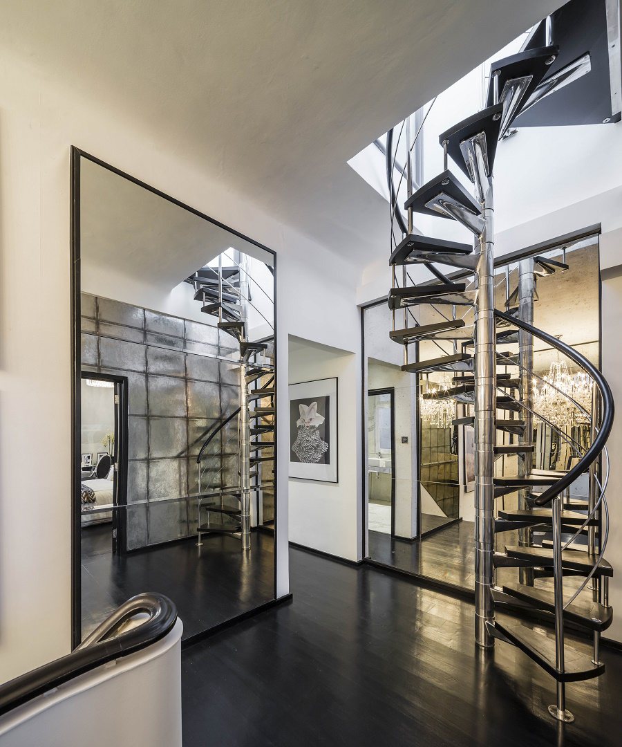 alexander mcqueen penthouse upper hall spiral staircase