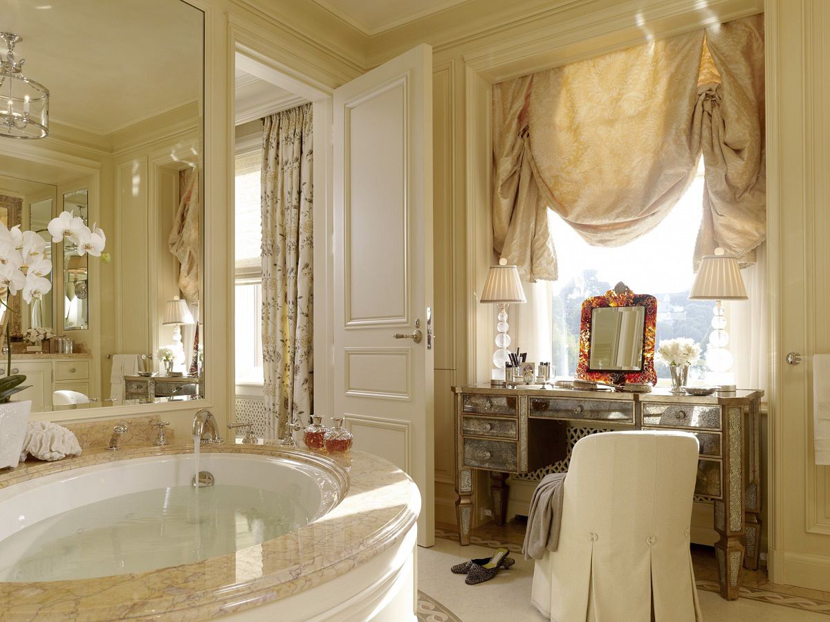 contemporary classical master bathroom hers